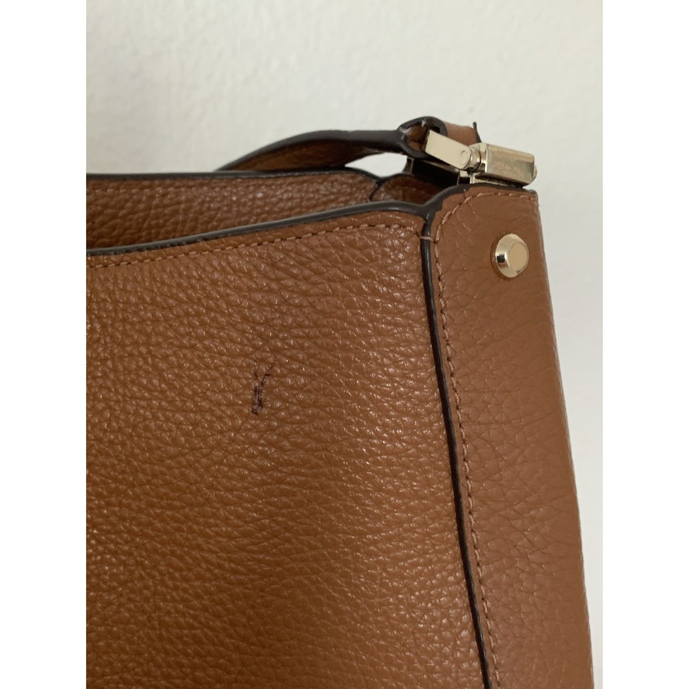 KATE SPADE NEW YORK BROWN PEBBLED SHOULDER BAG & WALLET GOLD HARDWARE FOR WOMEN - Picture 4 of 11
